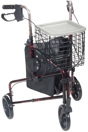 ROLLATOR/WALKER, 3 WHEEL ALUM RED, EACH